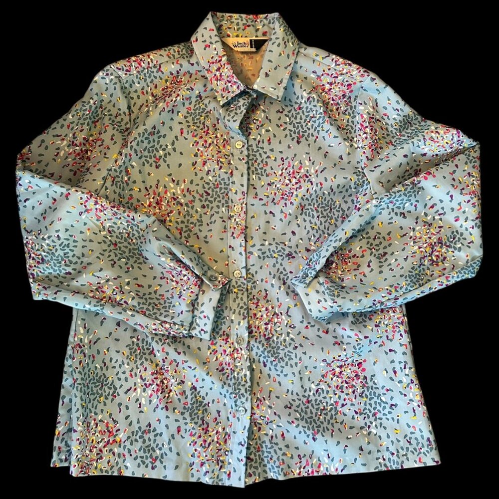 Vintage Jack Winter Generation 80 Pastel Blue Novelty Blouse L
